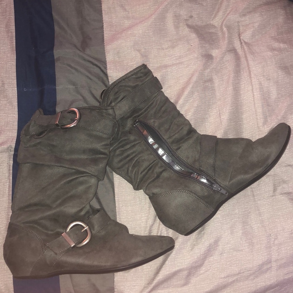 Bakers, Gray Suede, Mid-Calf Boots